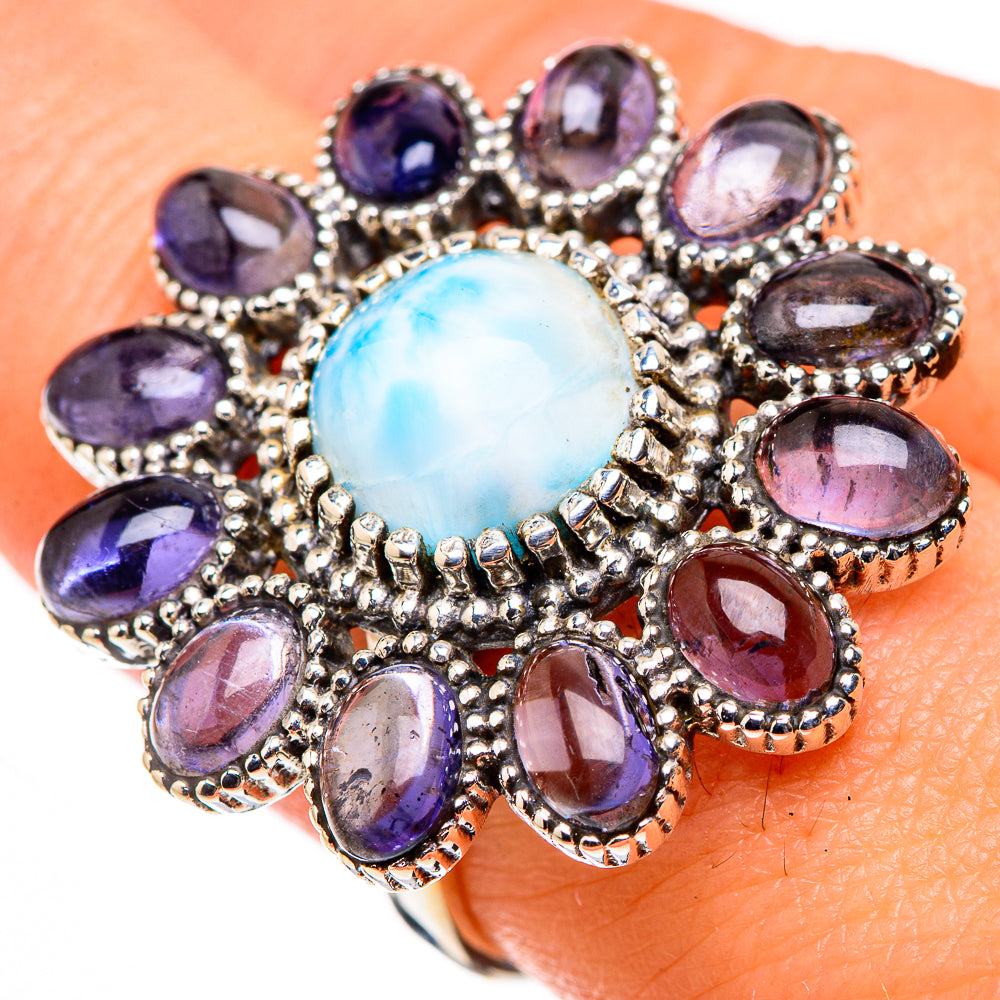 Larimar, Tanzanite Rings handcrafted by Anasilvercos - RING127079