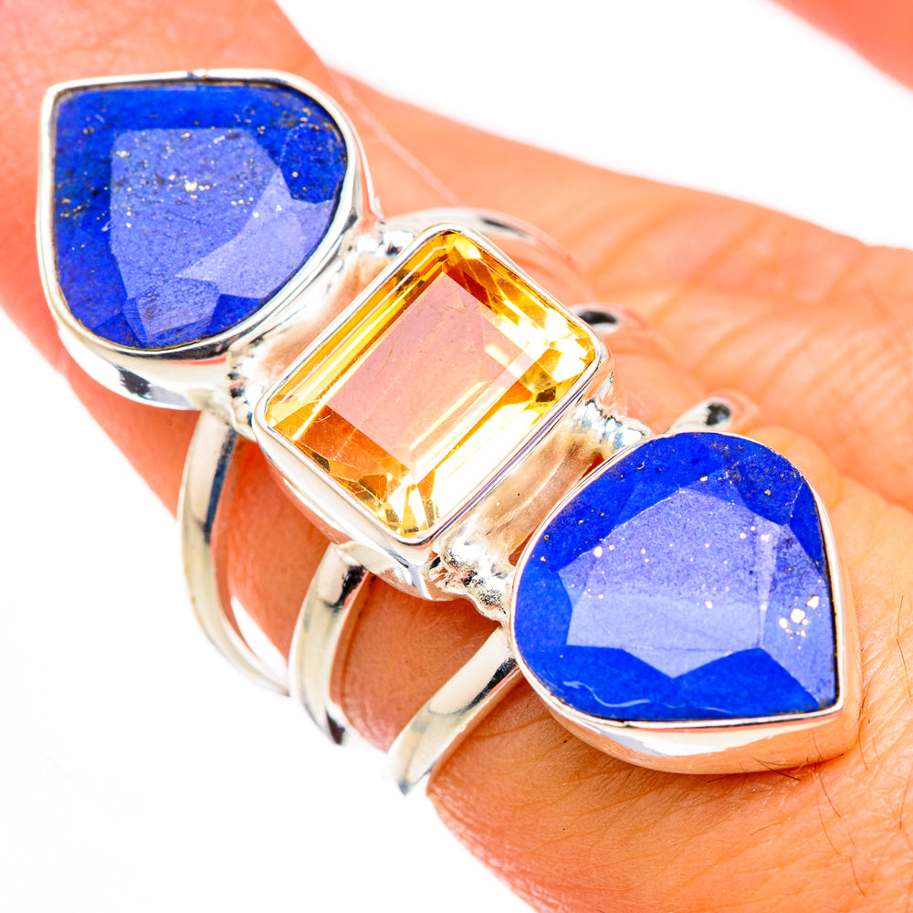 Lapis Lazuli, Citrine Rings handcrafted by Anasilvercos - RING127083