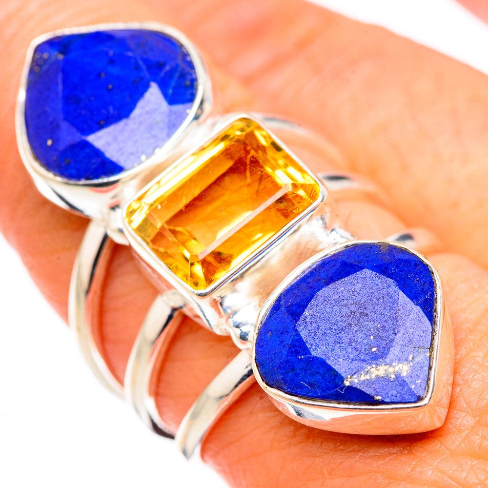 Lapis Lazuli, Citrine Rings handcrafted by Anasilvercos - RING127094