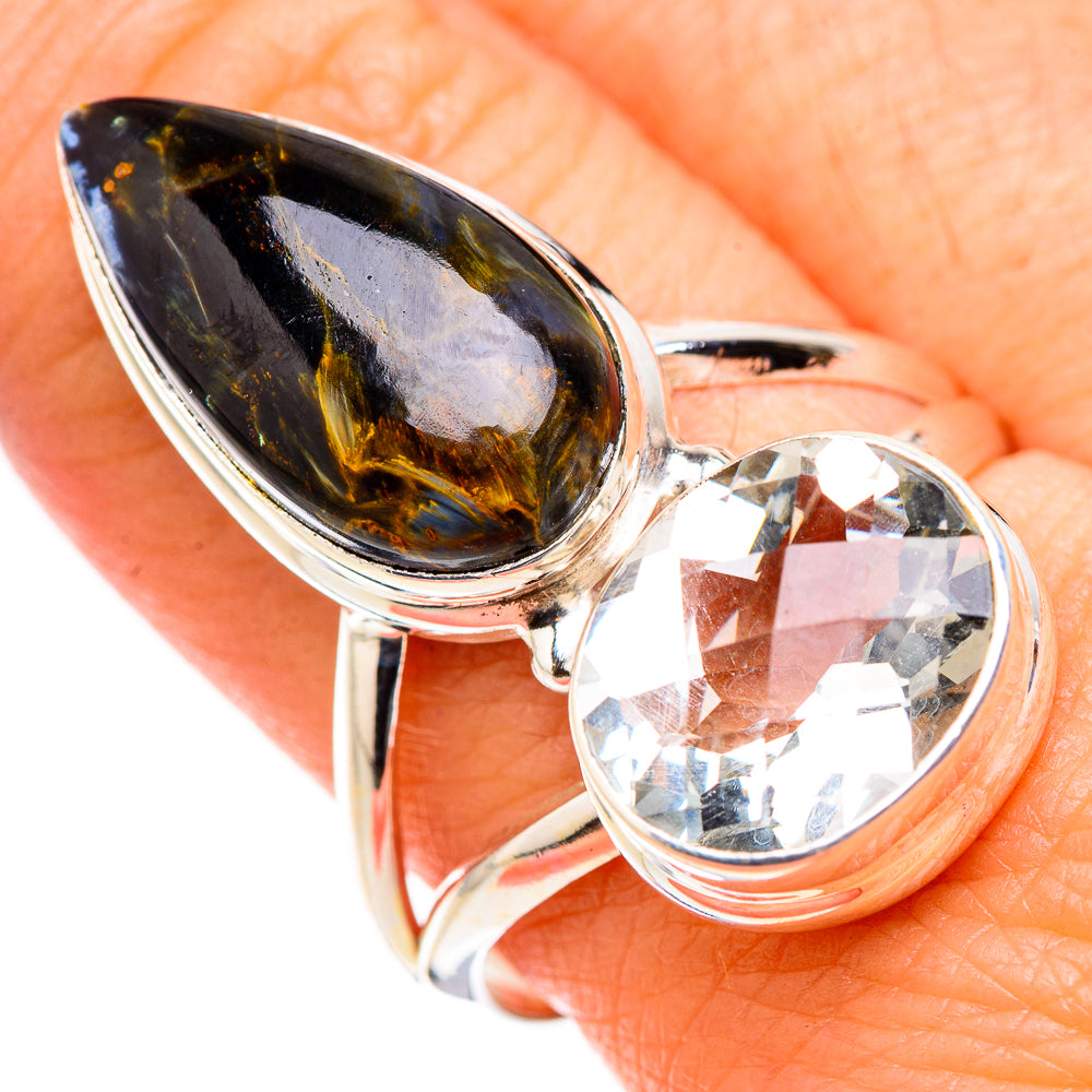 Pietersite, White Quartz Rings handcrafted by Anasilvercos - RING127098