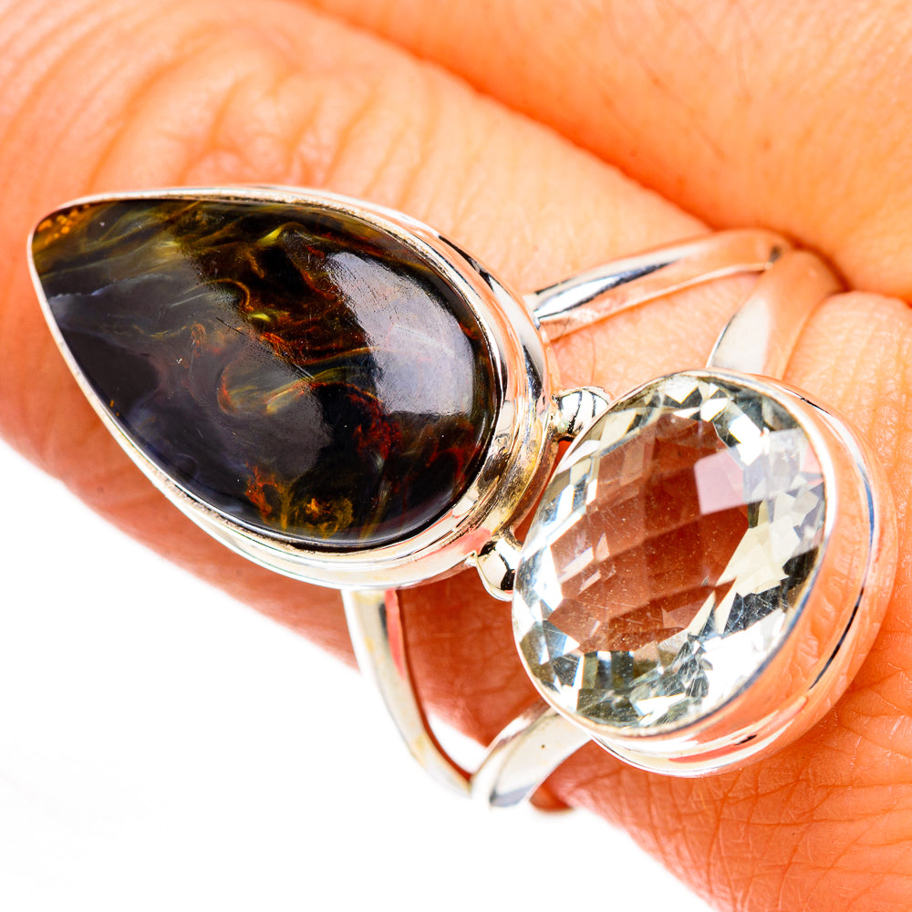 Pietersite, White Quartz Rings handcrafted by Anasilvercos - RING127107