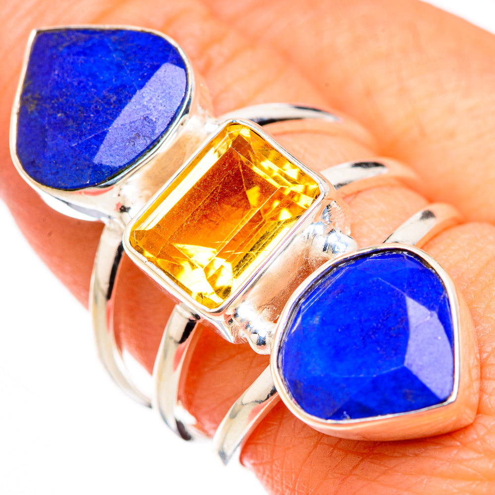 Lapis Lazuli, Citrine Rings handcrafted by Anasilvercos - RING127108