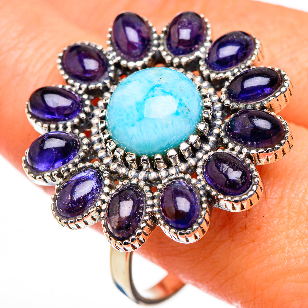 Larimar, Tanzanite Rings handcrafted by Anasilvercos - RING127114