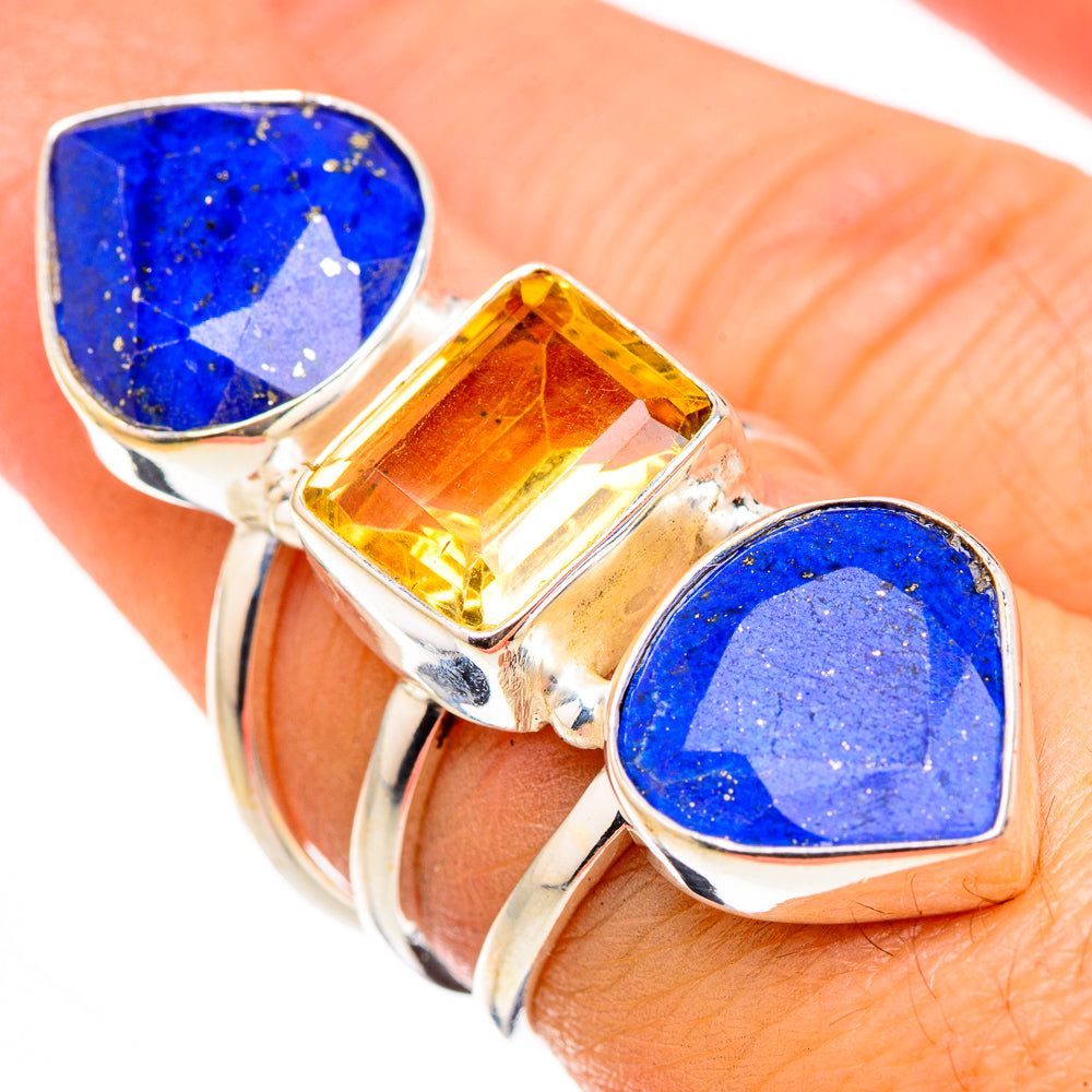 Lapis Lazuli, Citrine Rings handcrafted by Anasilvercos - RING127115