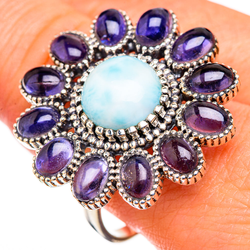 Larimar, Tanzanite Rings handcrafted by Anasilvercos - RING127120
