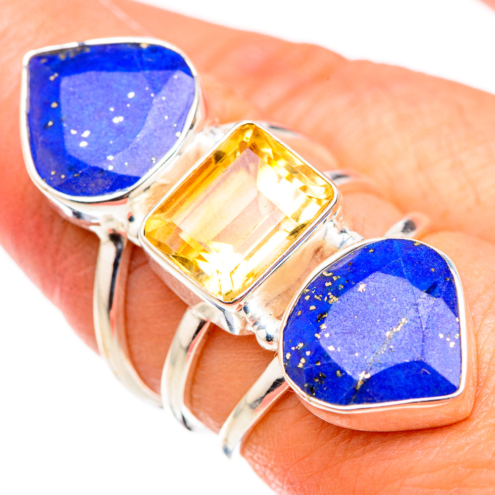 Lapis Lazuli, Citrine Rings handcrafted by Anasilvercos - RING127121