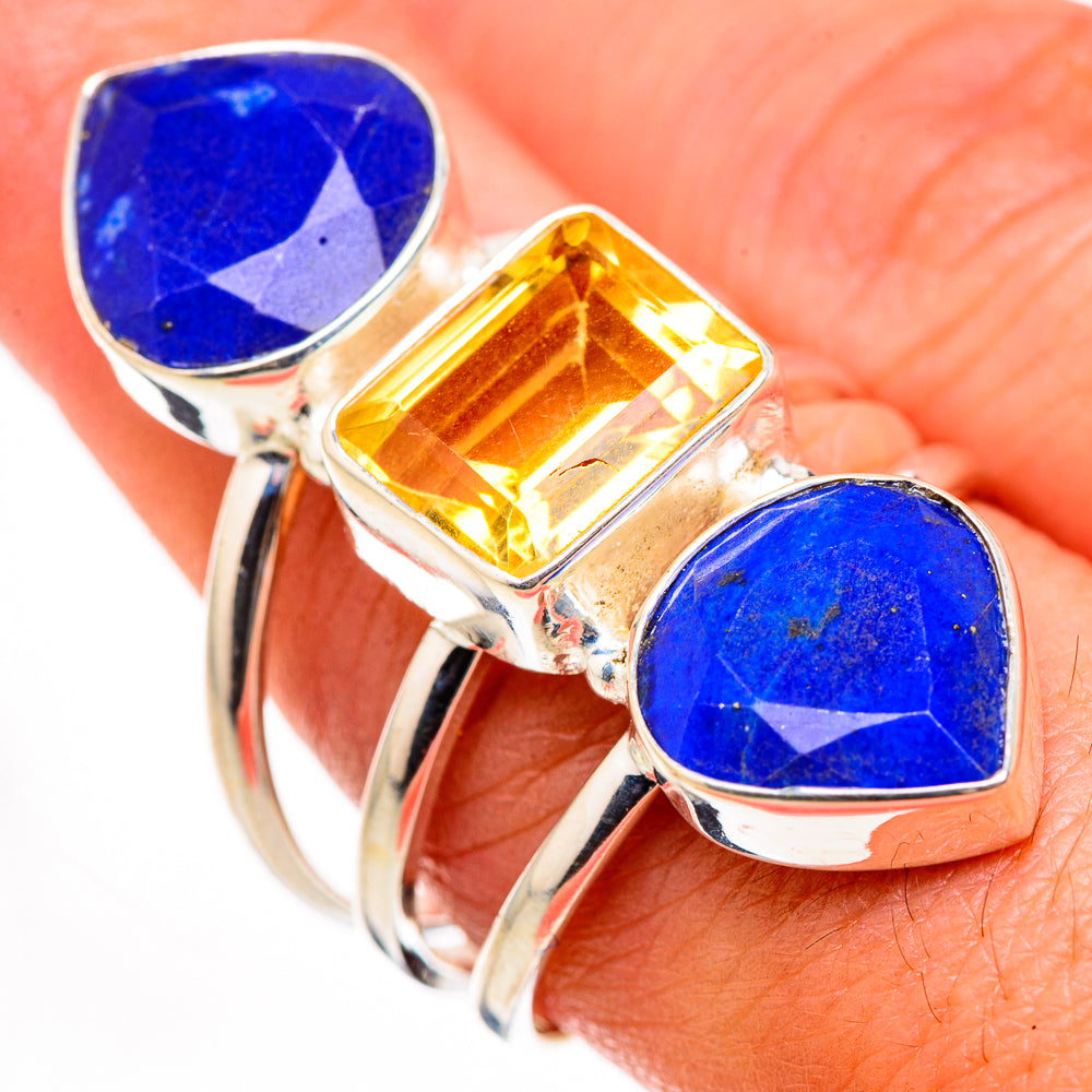 Lapis Lazuli, Citrine Rings handcrafted by Anasilvercos - RING127122