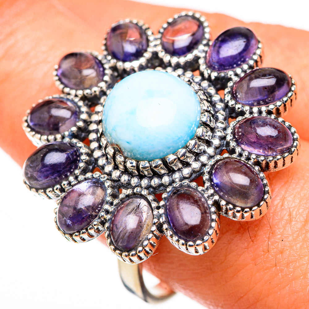Larimar, Tanzanite Rings handcrafted by Anasilvercos - RING127127
