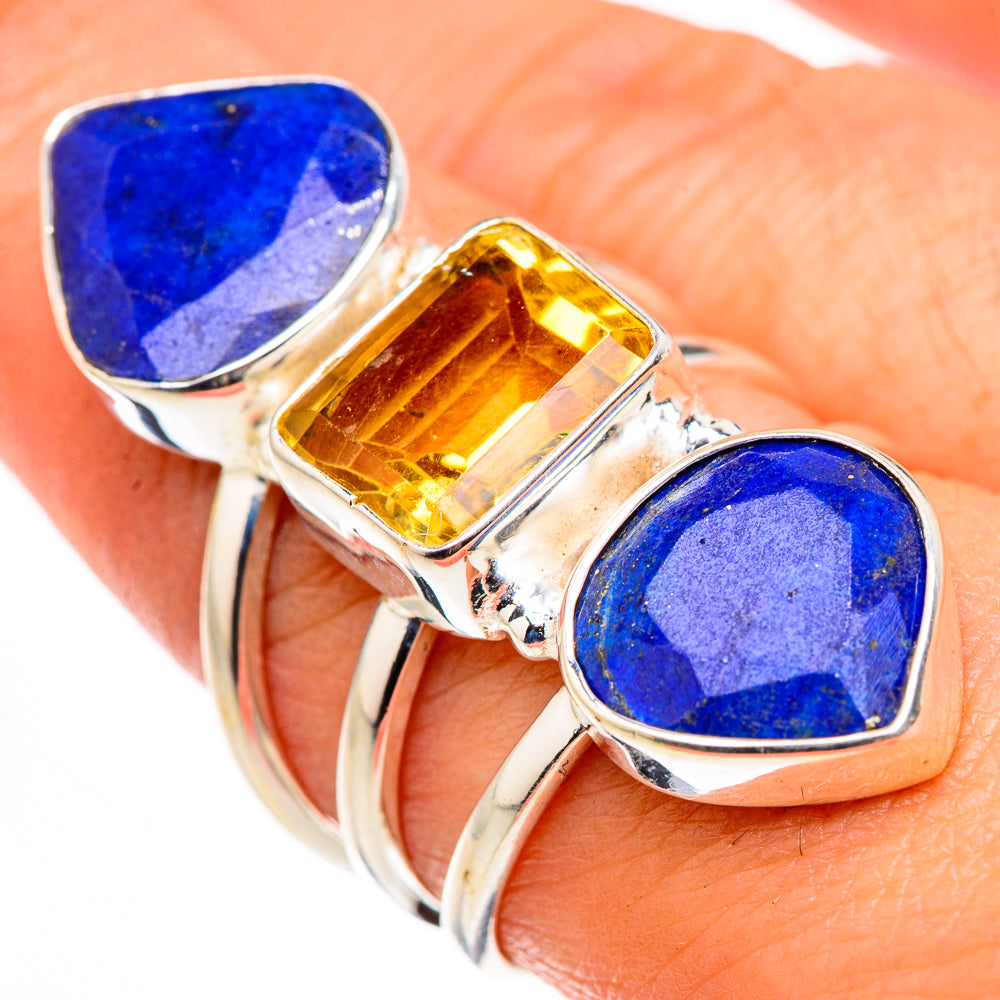 Lapis Lazuli, Citrine Rings handcrafted by Anasilvercos - RING127129