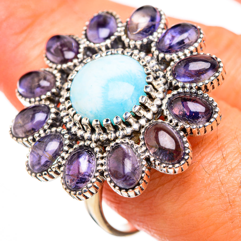 Larimar, Tanzanite Rings handcrafted by Anasilvercos - RING127133