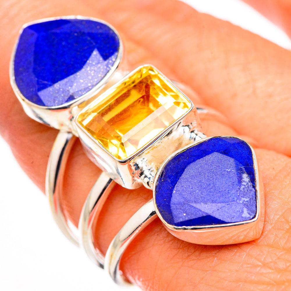 Lapis Lazuli, Citrine Rings handcrafted by Anasilvercos - RING127134