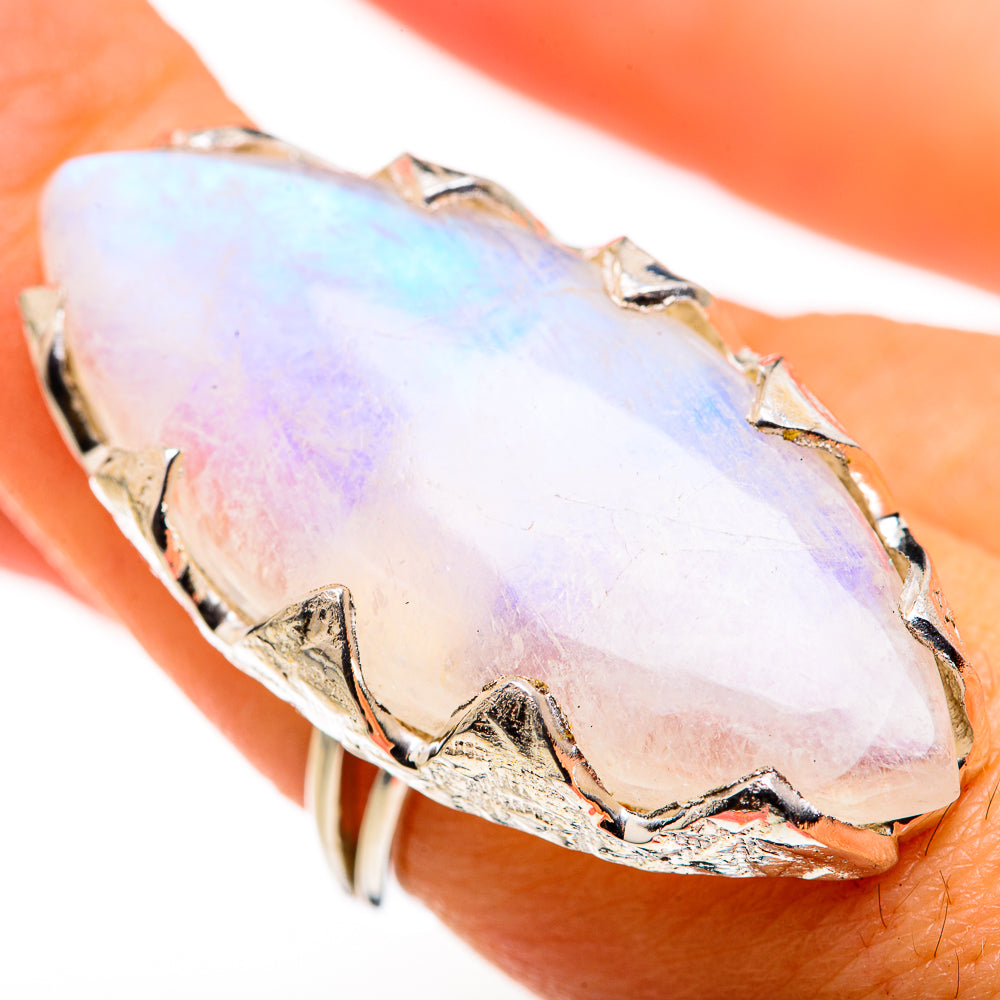 Rainbow Moonstone Rings handcrafted by Anasilvercos - RING127163