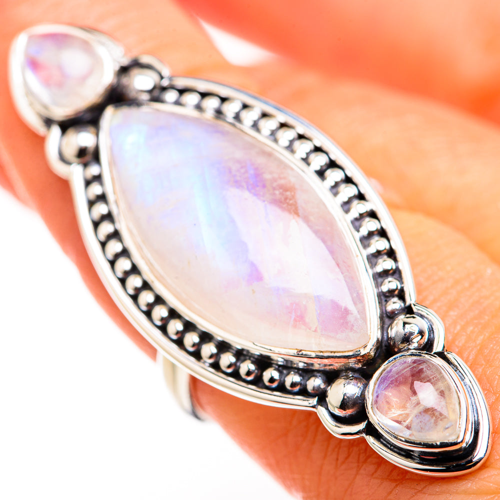 Rainbow Moonstone Rings handcrafted by Anasilvercos - RING127175