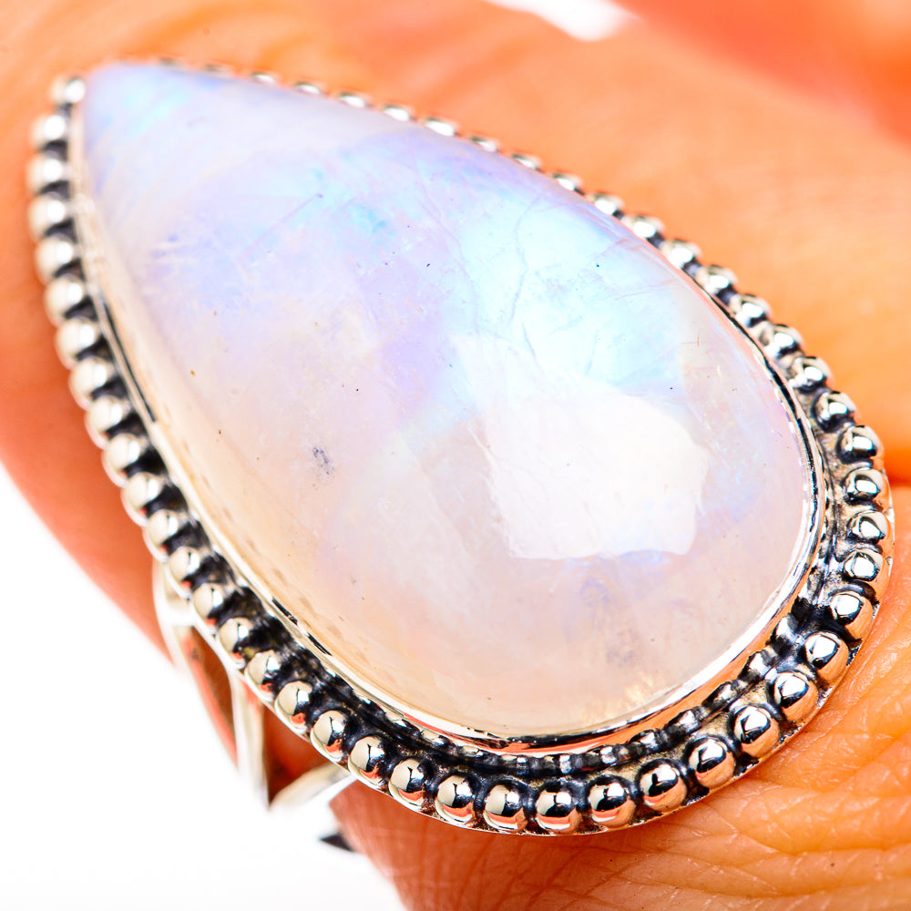 Rainbow Moonstone Rings handcrafted by Anasilvercos - RING127177