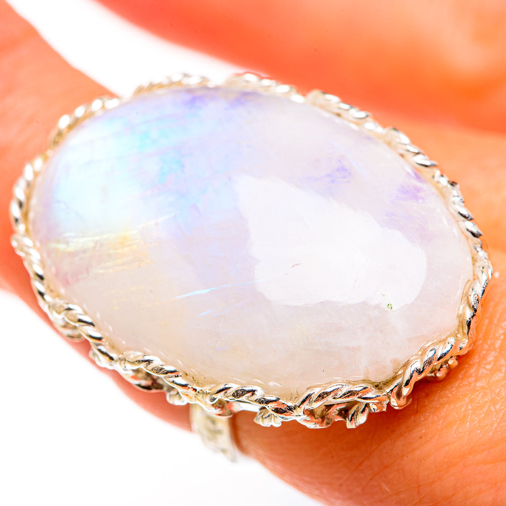 Rainbow Moonstone Rings handcrafted by Anasilvercos - RING127187