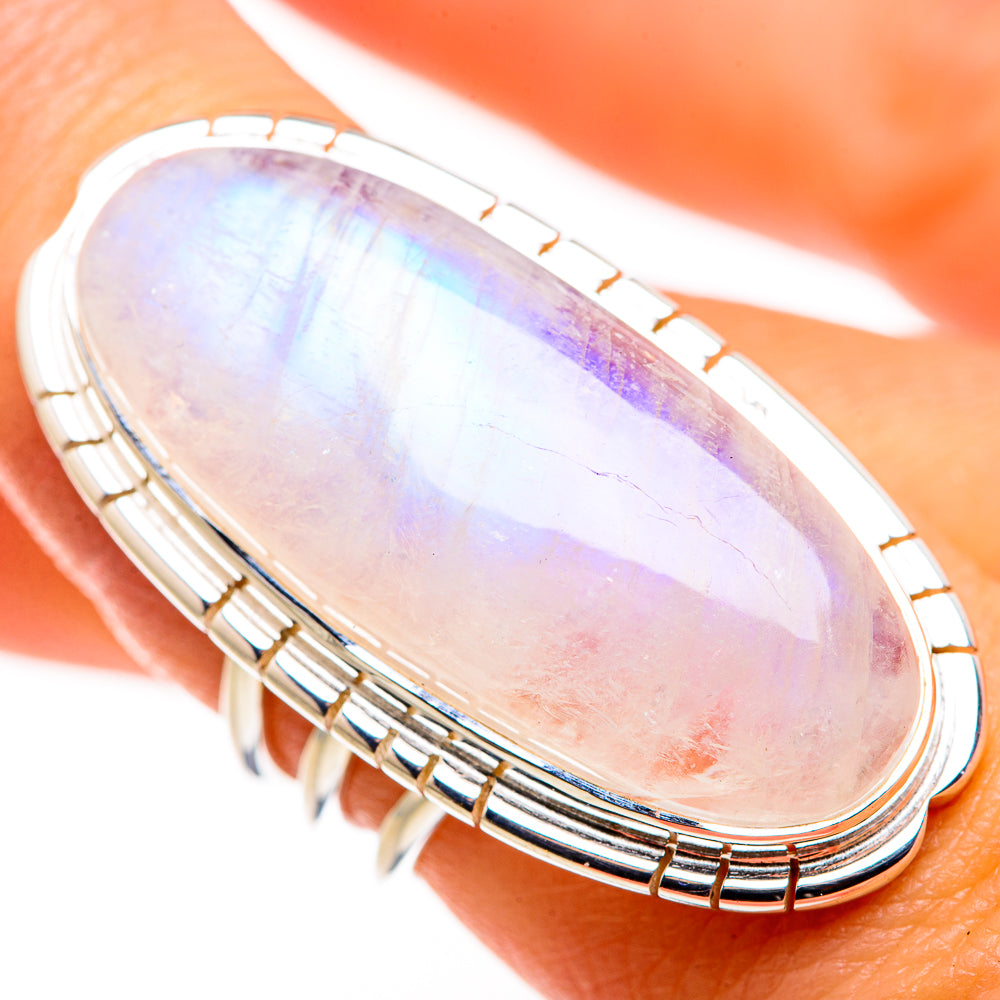 Rainbow Moonstone Rings handcrafted by Anasilvercos - RING127188