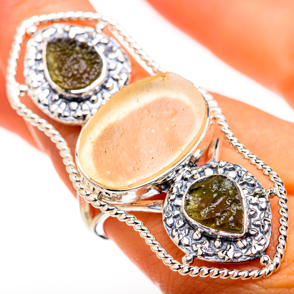 Rainbow Moonstone Rings handcrafted by Anasilvercos - RING127191