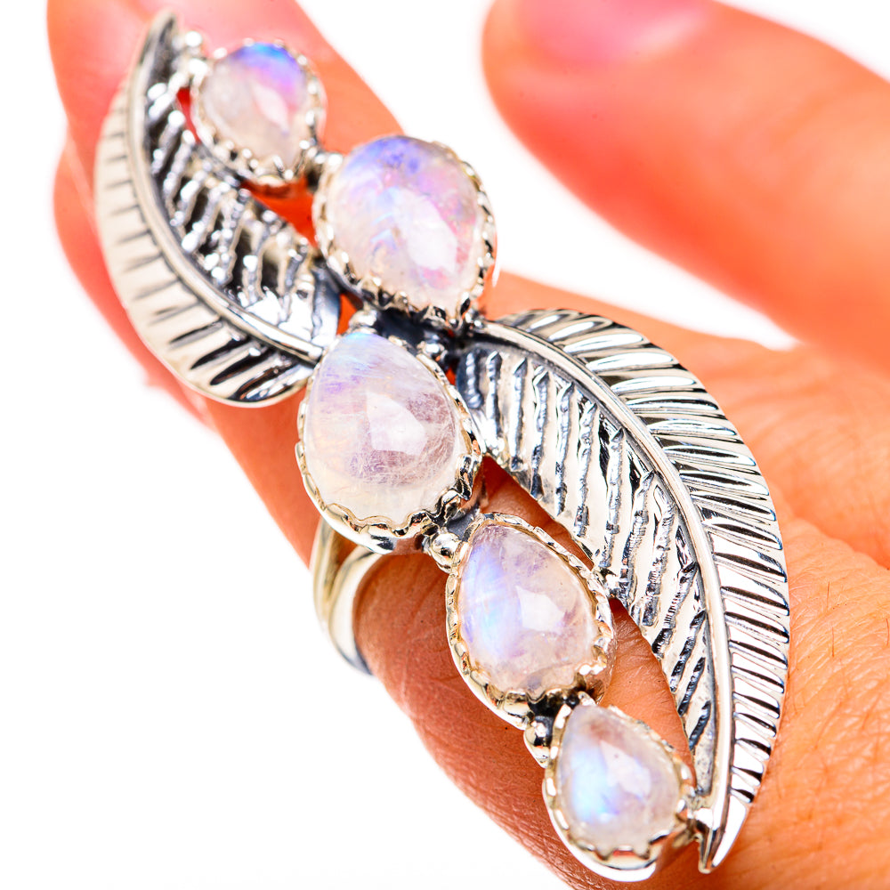 Rainbow Moonstone Rings handcrafted by Anasilvercos - RING127196