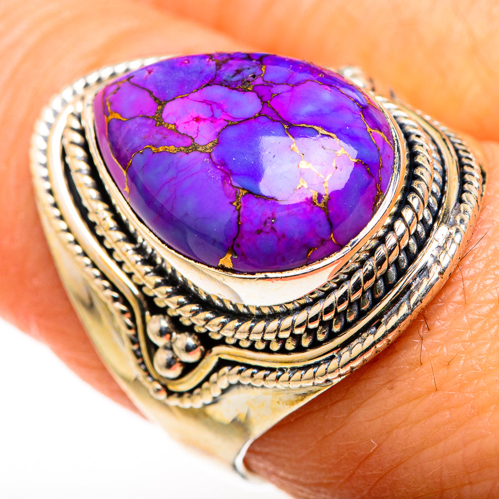 Purple Copper Composite Turquoise Rings handcrafted by Anasilvercos - RING127219