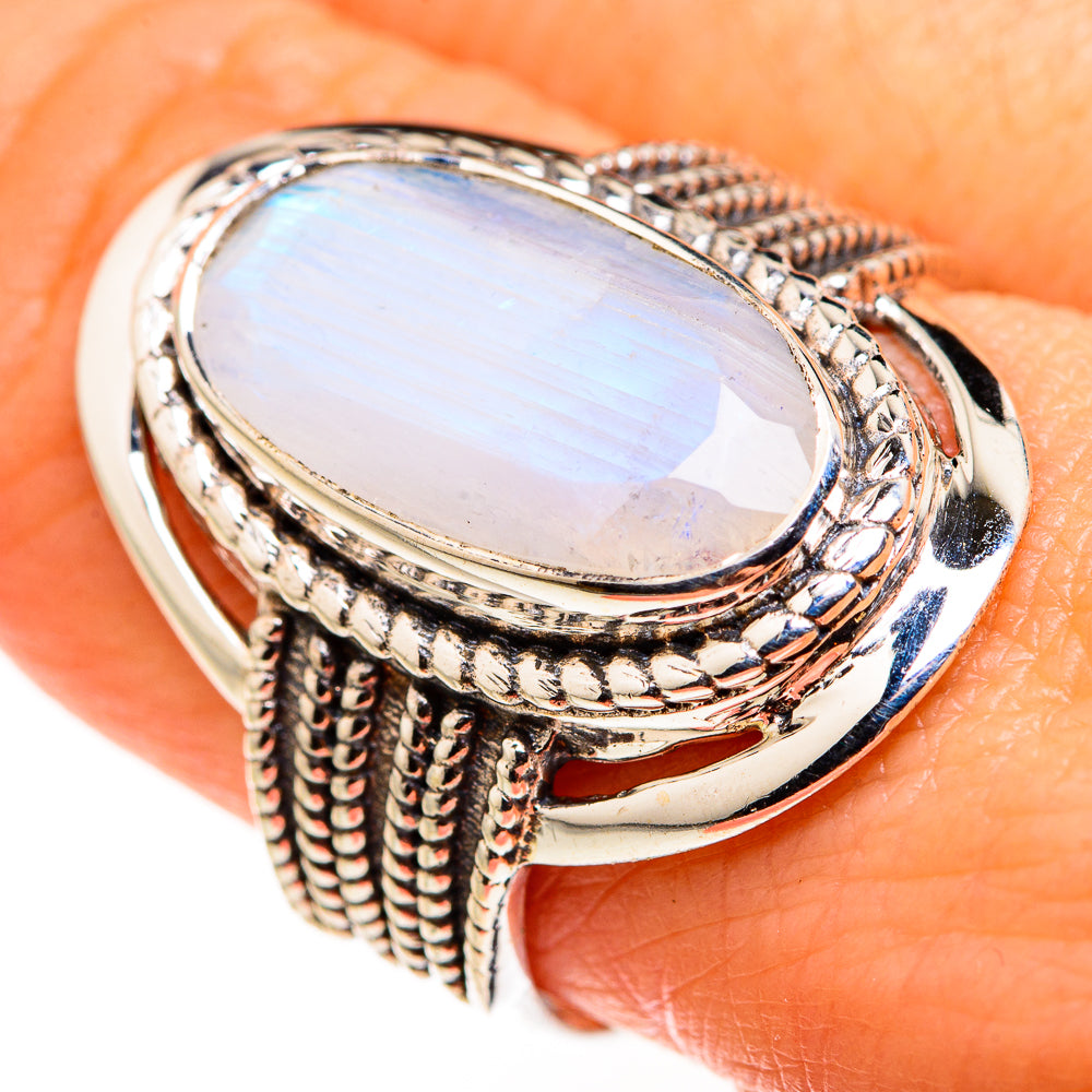 Rainbow Moonstone Rings handcrafted by Anasilvercos - RING127221