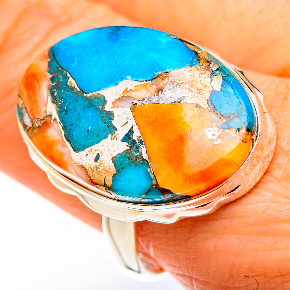 Spiny Oyster Turquoise Rings handcrafted by Anasilvercos - RING127223