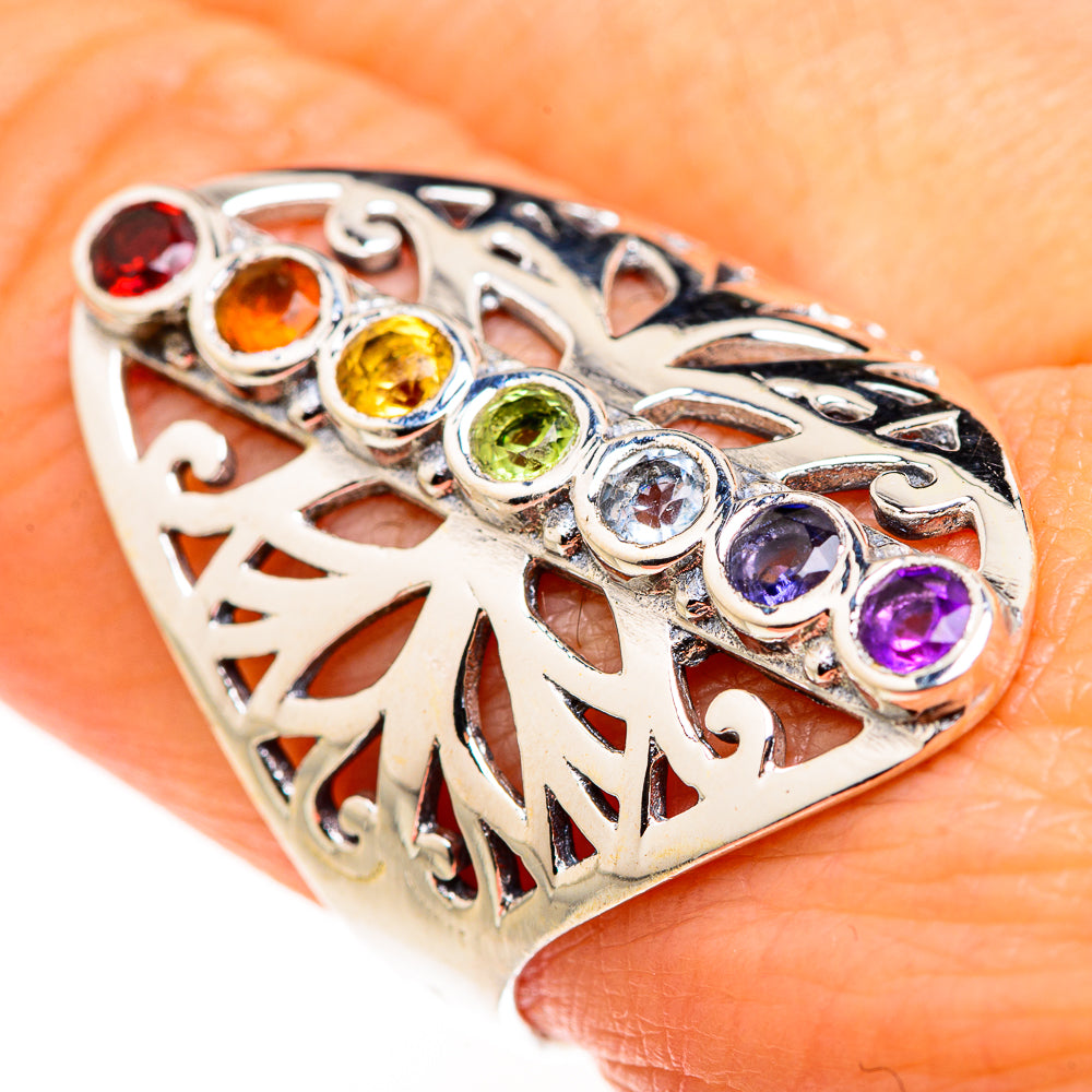 Multi-Stone Rainbow Chakra Rings handcrafted by Anasilvercos - RING127224