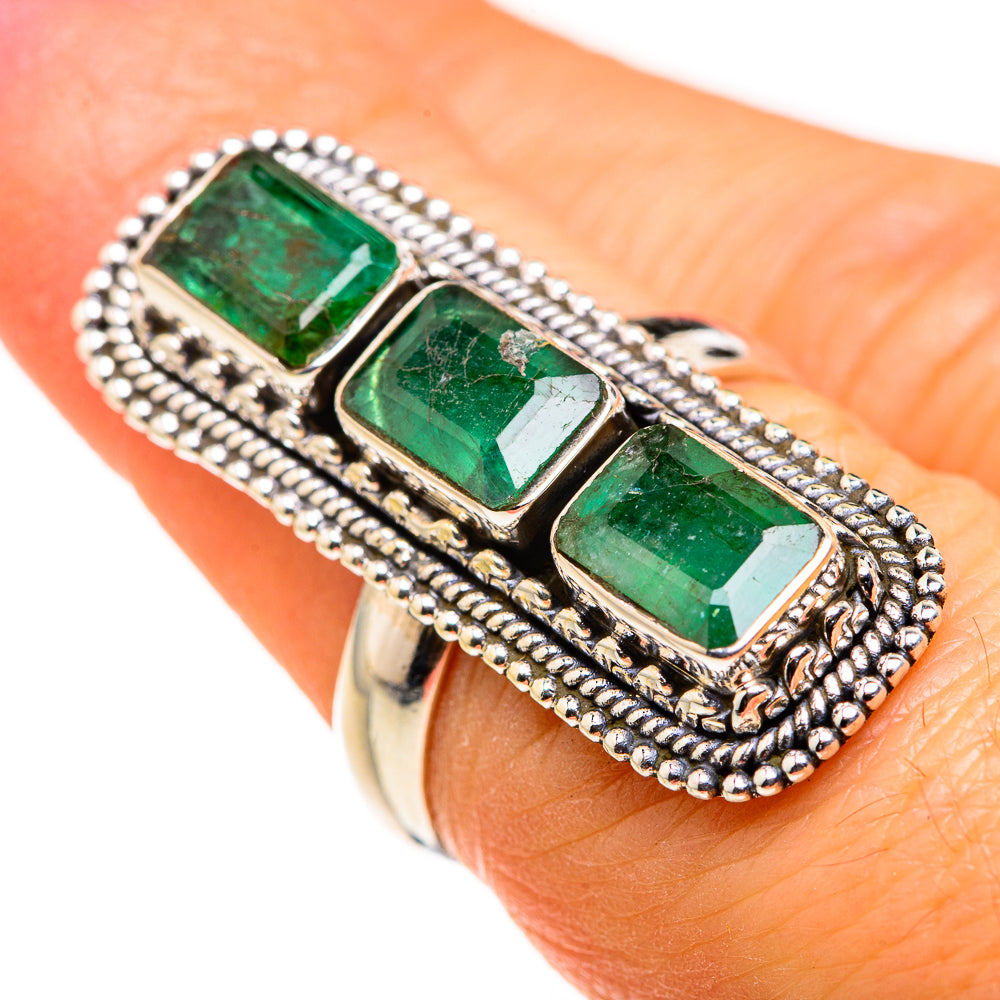 Zambian Emerald Rings handcrafted by Anasilvercos - RING127235