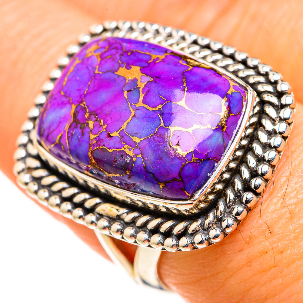 Purple Copper Composite Turquoise Rings handcrafted by Anasilvercos - RING127245