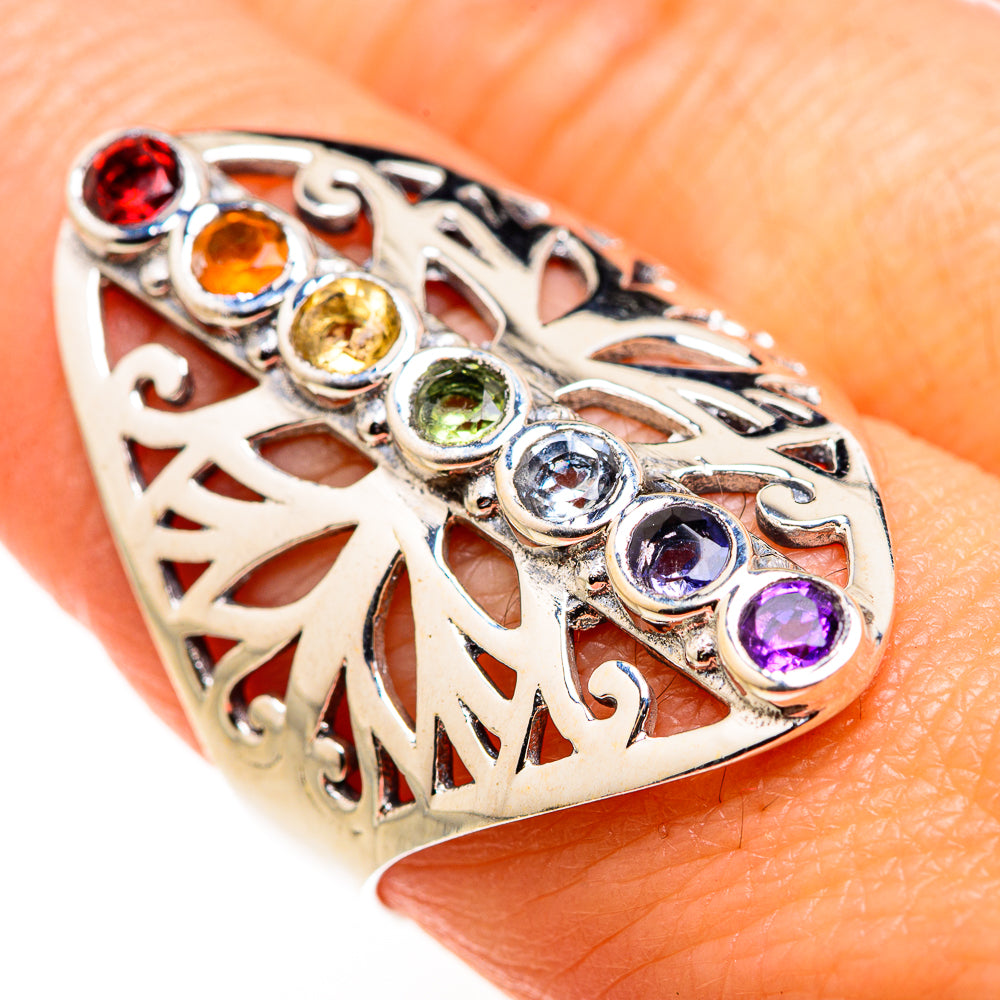 Multi-Stone Rainbow Chakra Rings handcrafted by Anasilvercos - RING127249