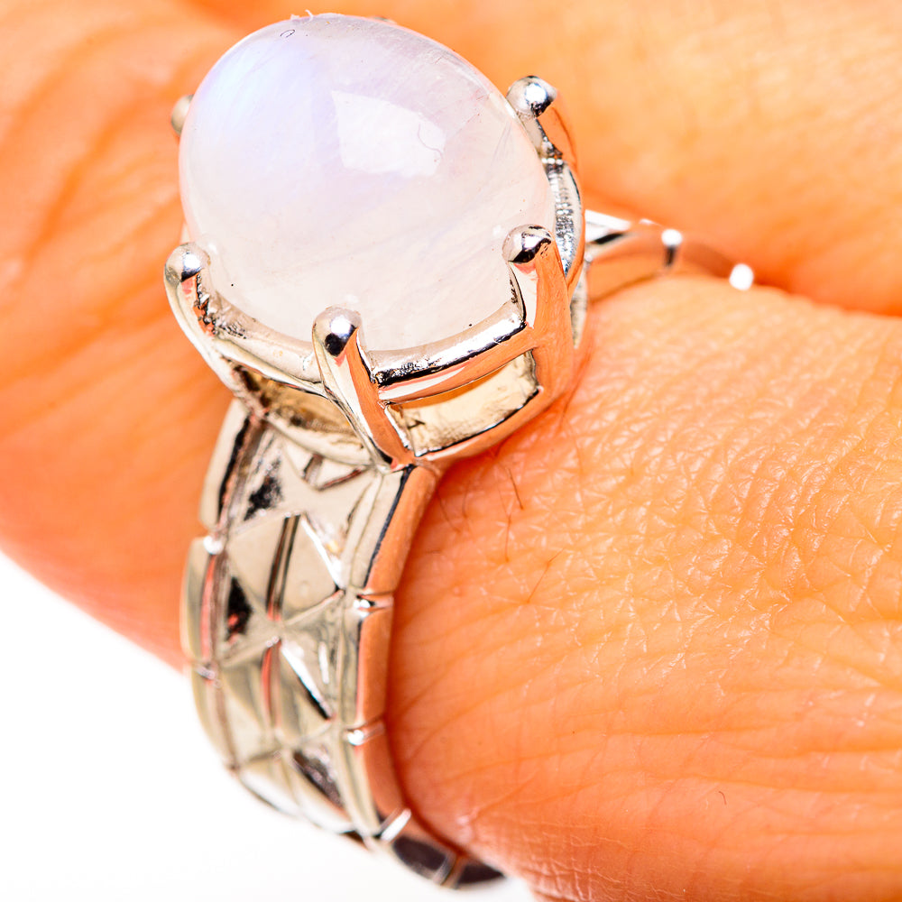 Rainbow Moonstone Rings handcrafted by Anasilvercos - RING127266