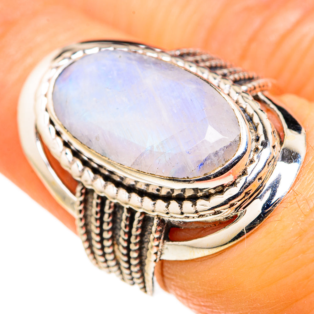 Rainbow Moonstone Rings handcrafted by Anasilvercos - RING127267
