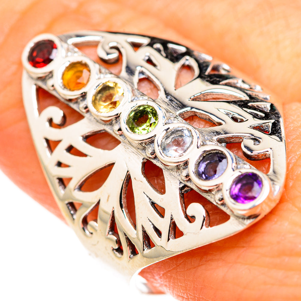 Multi-Stone Rainbow Chakra Rings handcrafted by Anasilvercos - RING127268