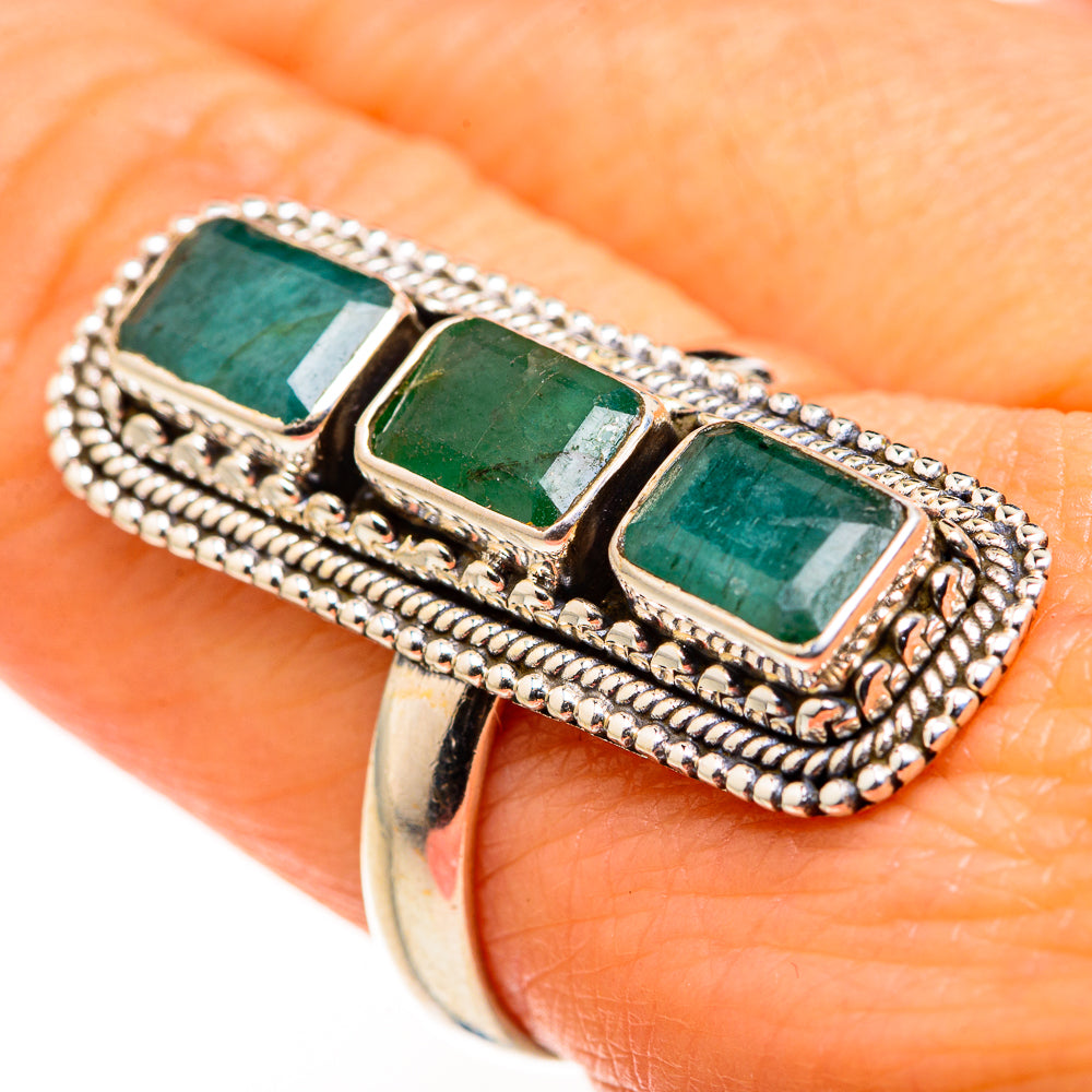 Zambian Emerald Rings handcrafted by Anasilvercos - RING127277
