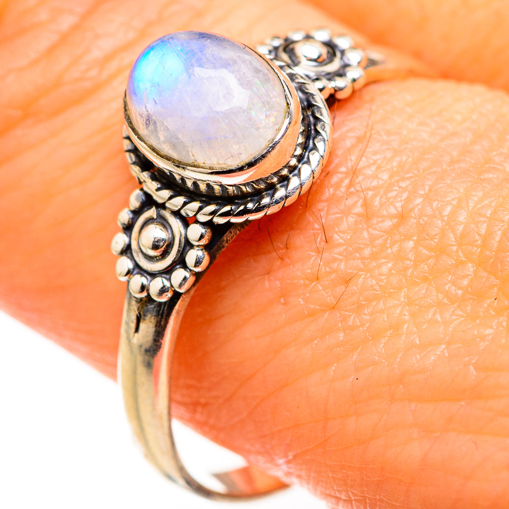 Rainbow Moonstone Rings handcrafted by Anasilvercos - RING127283
