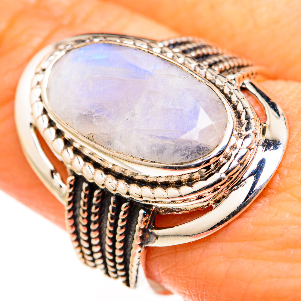 Rainbow Moonstone Rings handcrafted by Anasilvercos - RING127284