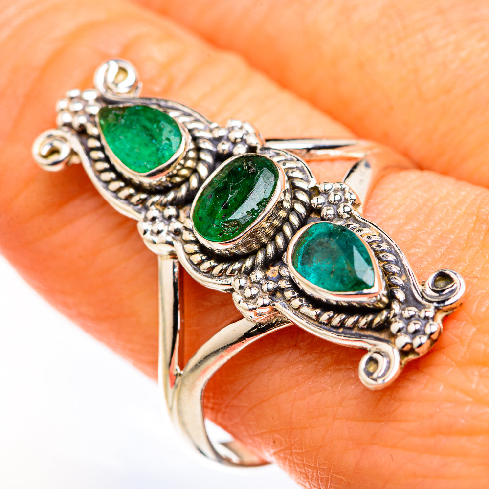 Zambian Emerald Rings handcrafted by Anasilvercos - RING127297