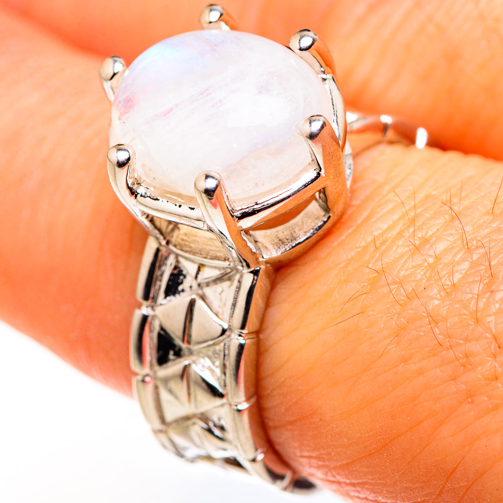 Rainbow Moonstone Rings handcrafted by Anasilvercos - RING127303