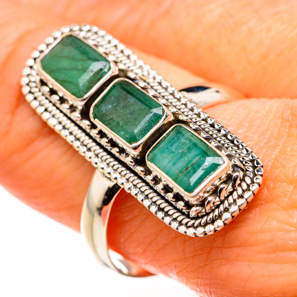 Zambian Emerald Rings handcrafted by Anasilvercos - RING127315