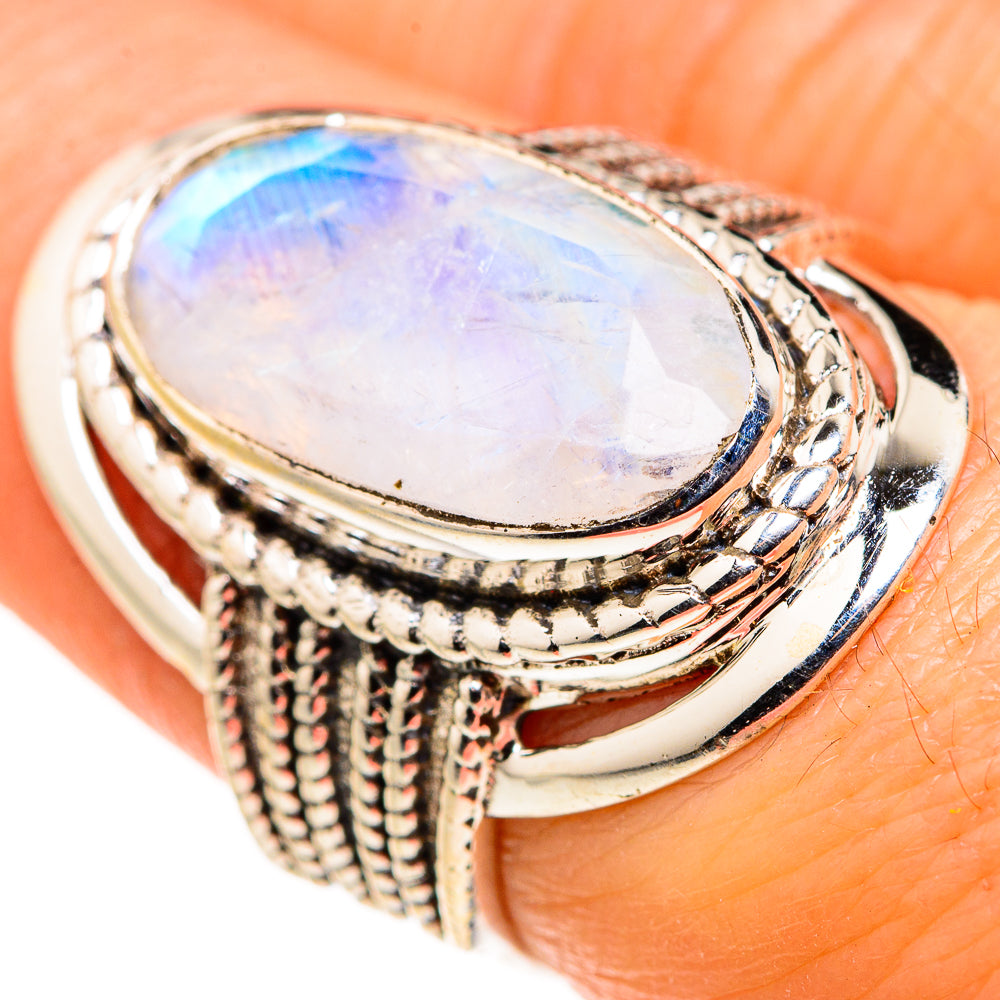 Rainbow Moonstone Rings handcrafted by Anasilvercos - RING127321