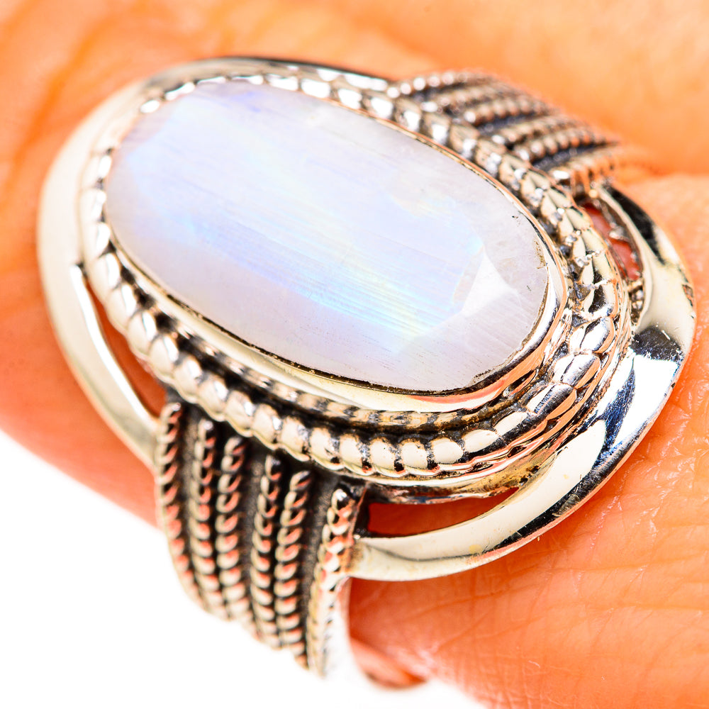 Rainbow Moonstone Rings handcrafted by Anasilvercos - RING127347