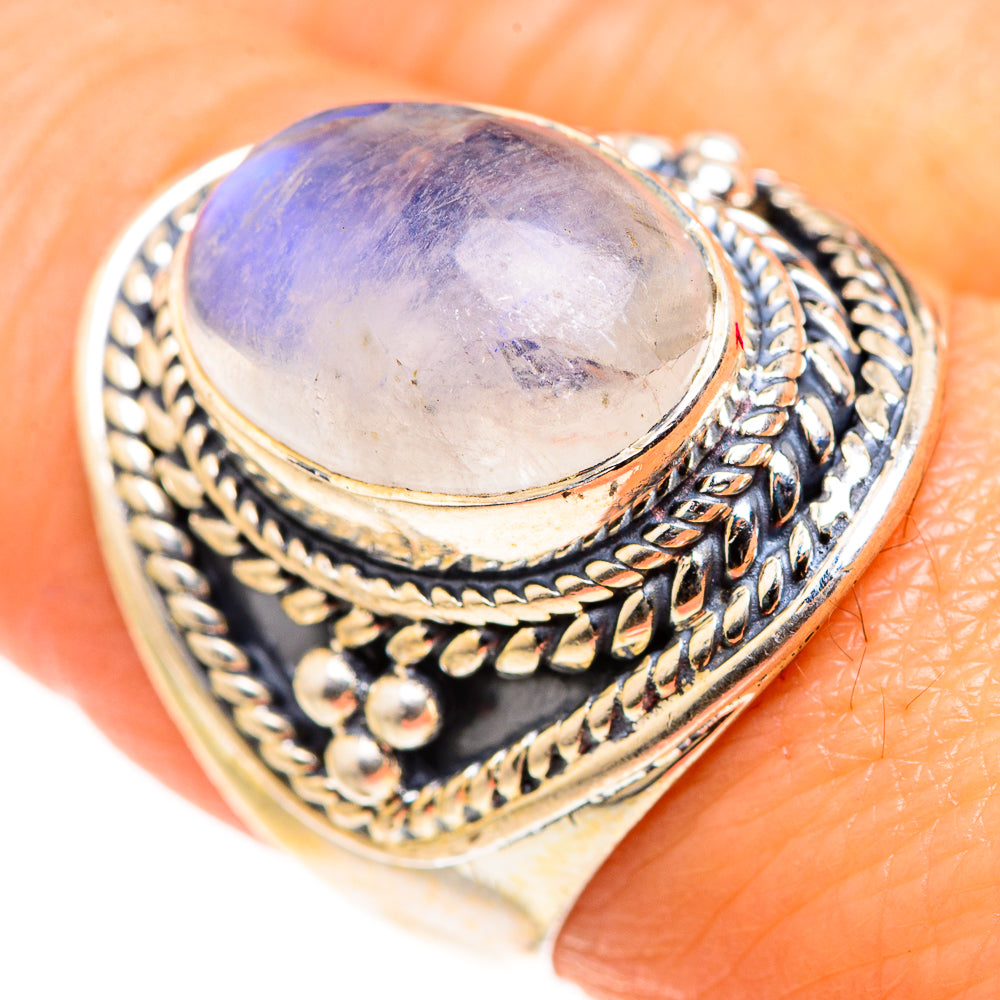 Rainbow Moonstone Rings handcrafted by Anasilvercos - RING127348