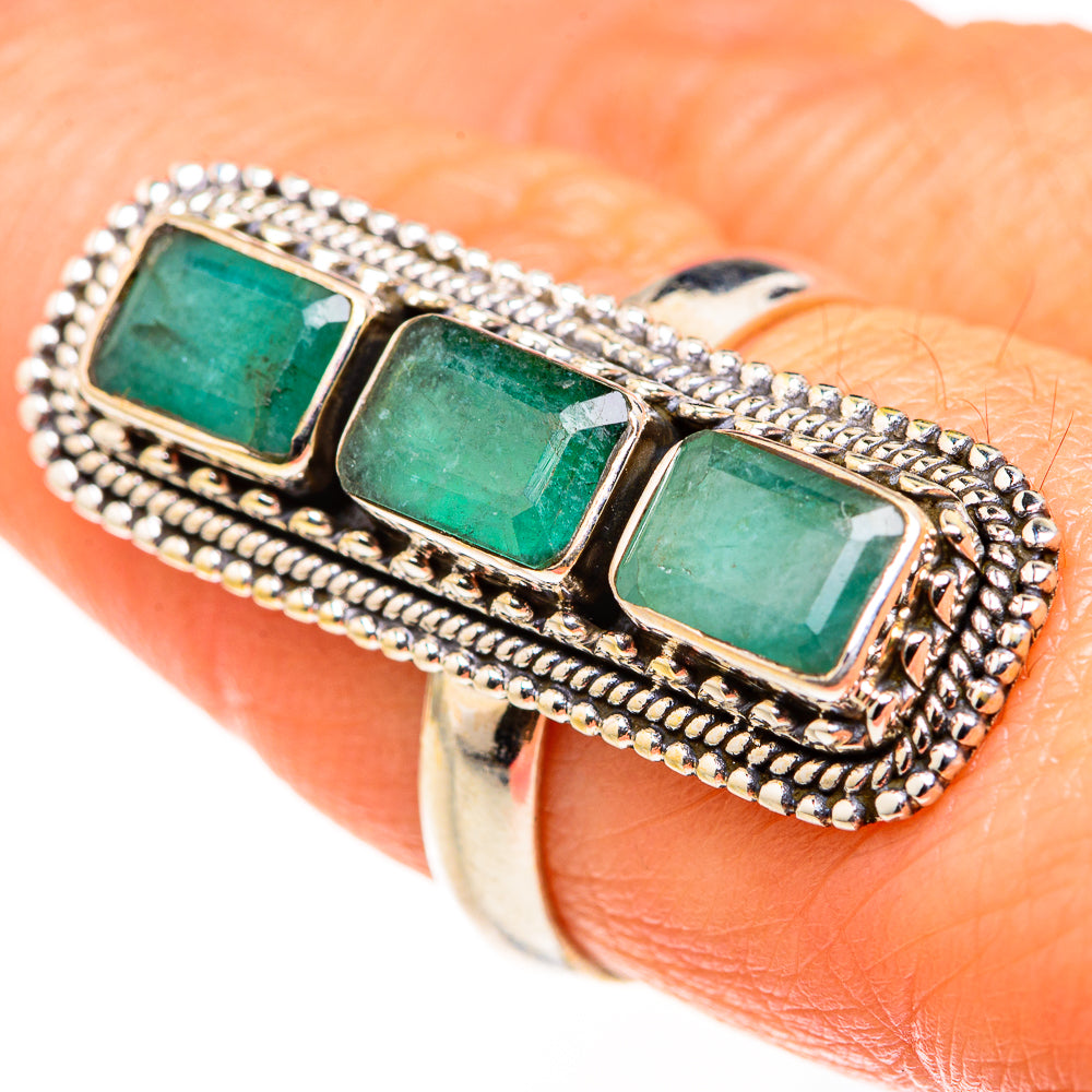 Zambian Emerald Rings handcrafted by Anasilvercos - RING127379