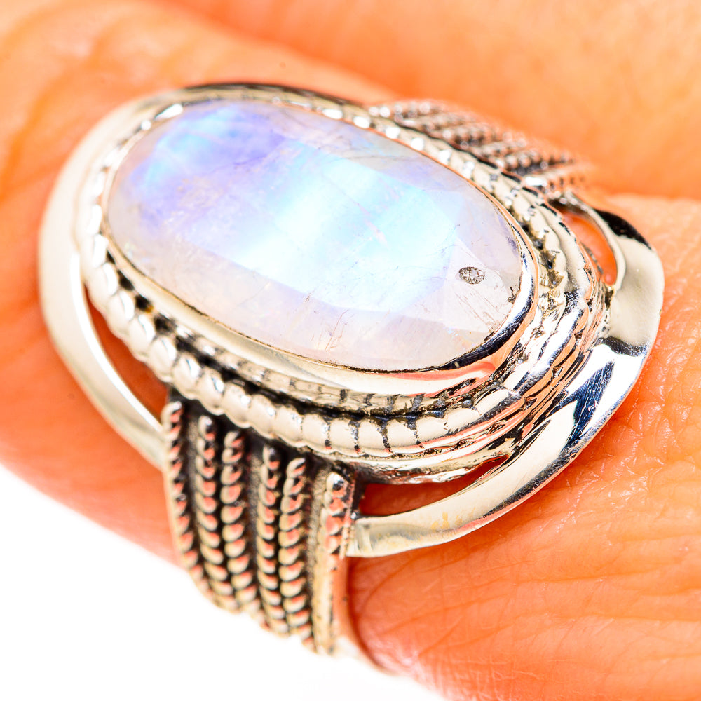 Rainbow Moonstone Rings handcrafted by Anasilvercos - RING127381