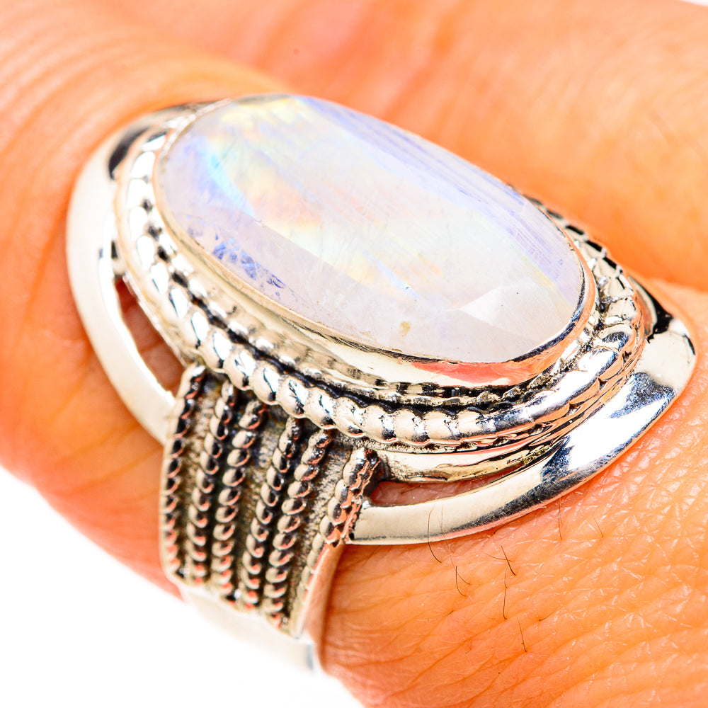 Rainbow Moonstone Rings handcrafted by Anasilvercos - RING127394