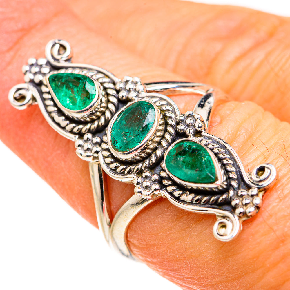 Zambian Emerald Rings handcrafted by Anasilvercos - RING127405