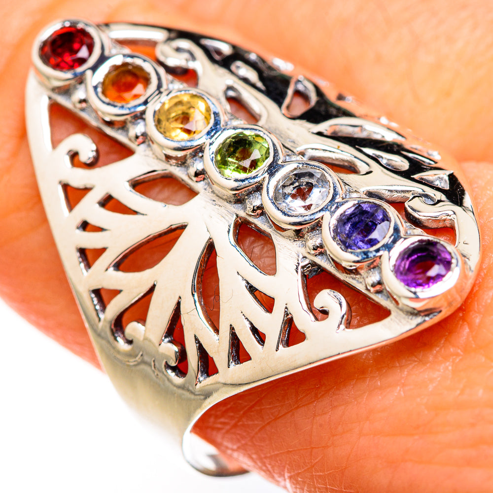 Multi-Stone Rainbow Chakra Rings handcrafted by Anasilvercos - RING127439