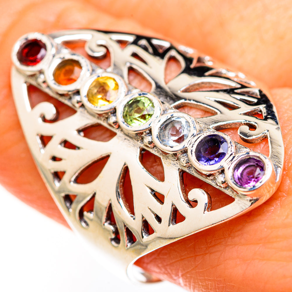 Multi-Stone Rainbow Chakra Rings handcrafted by Anasilvercos - RING127456