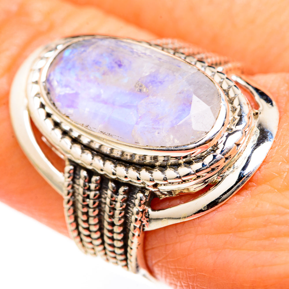 Rainbow Moonstone Rings handcrafted by Anasilvercos - RING127472