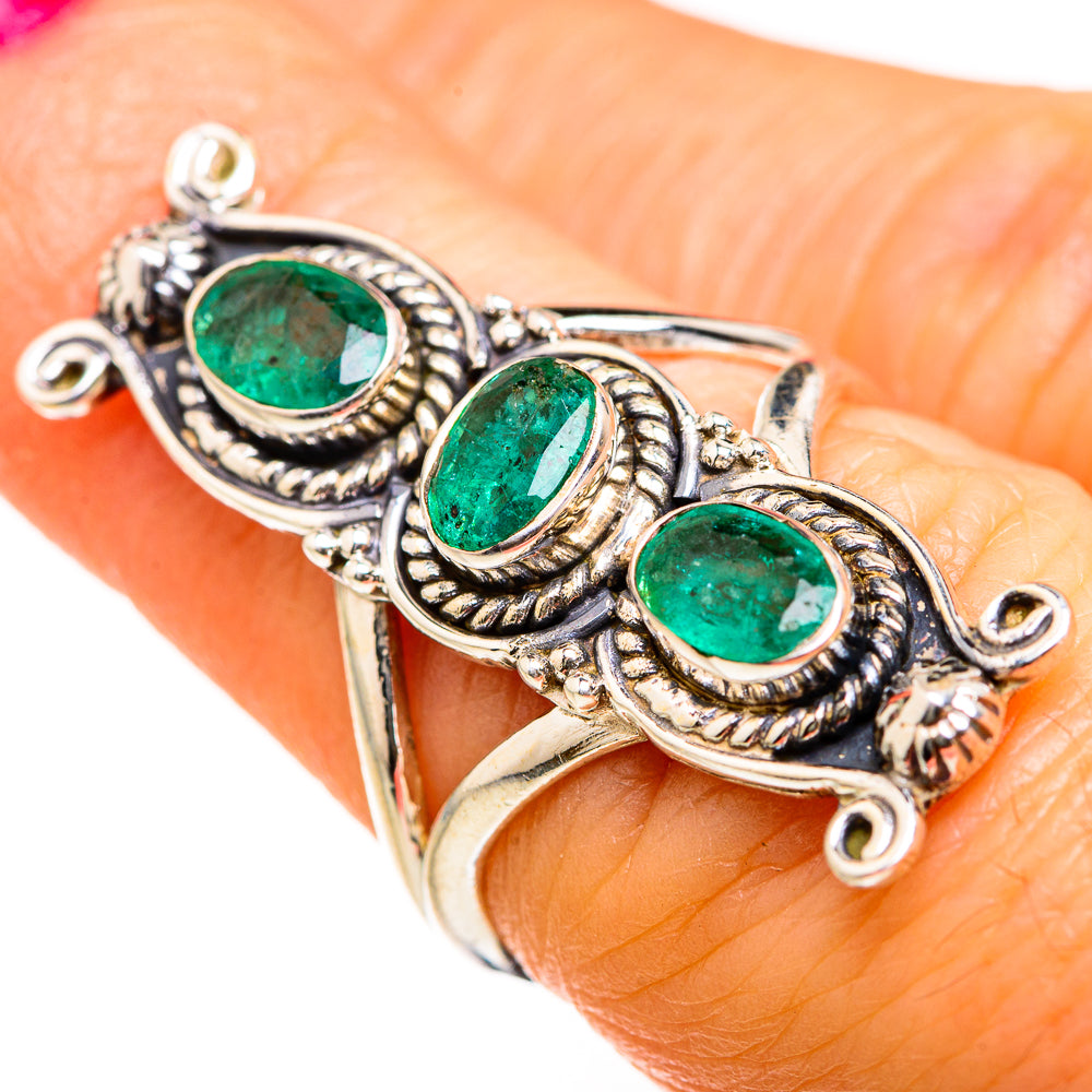 Zambian Emerald Rings handcrafted by Anasilvercos - RING127479