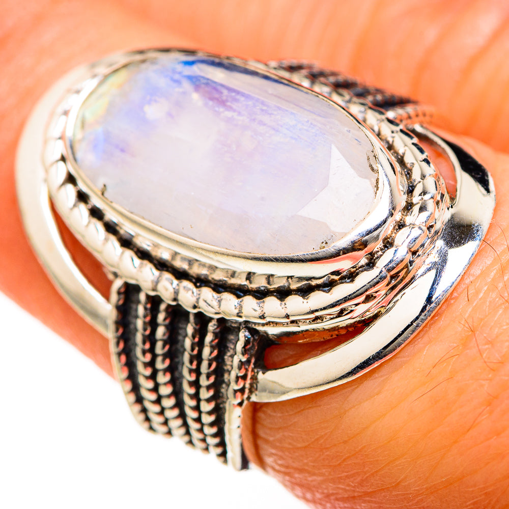 Rainbow Moonstone Rings handcrafted by Anasilvercos - RING127482
